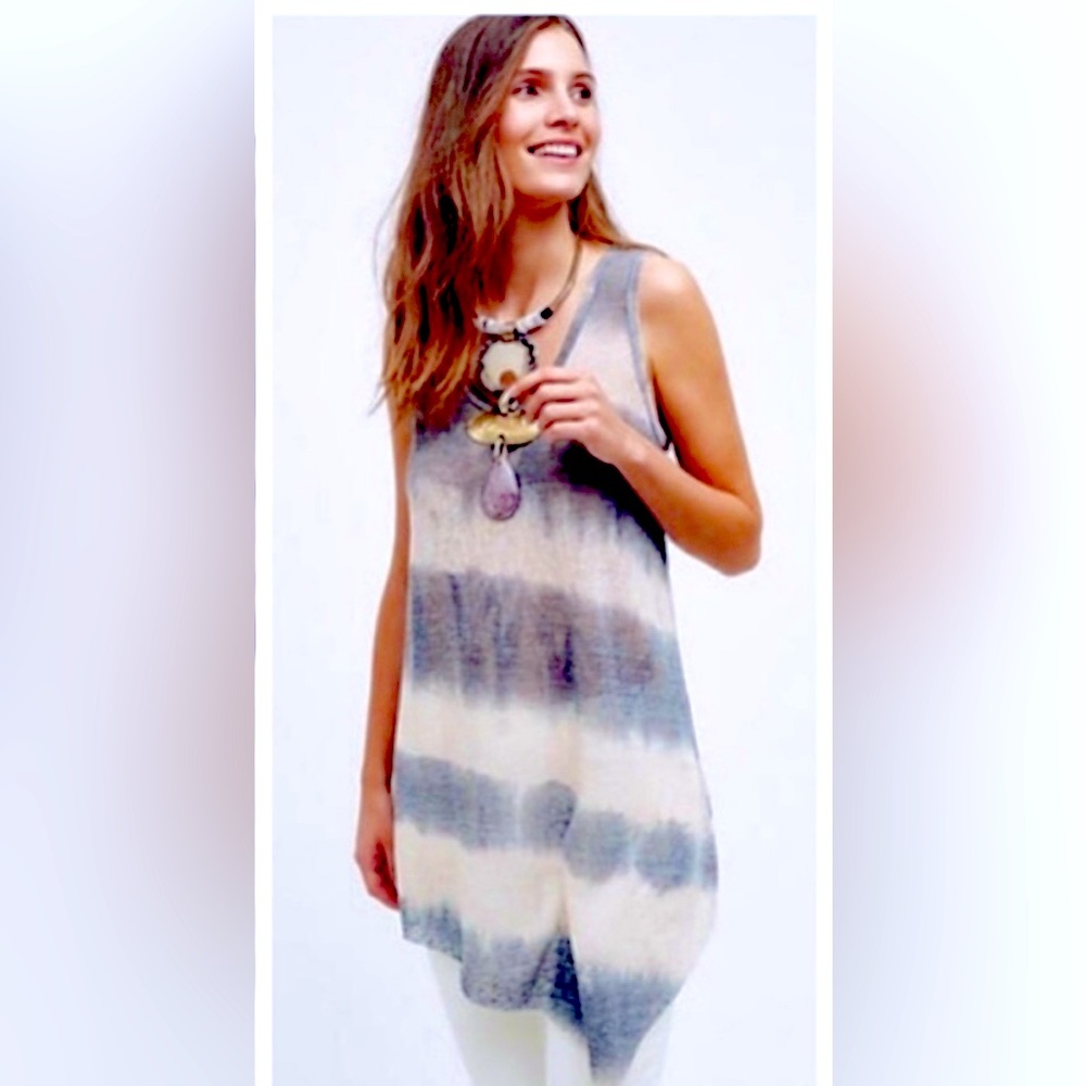 Anthropologie Eri + Ali women’s tank top with tie dye blue and cream size S